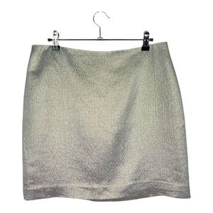 Ann Taylor Metallic Silver Gold Silk Blend Short Skirt Women's Petite 10P